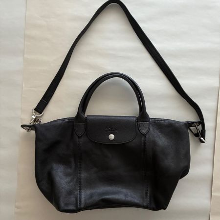 Longchamp Le Pliage Cuir S Leder schwarz + Gurt