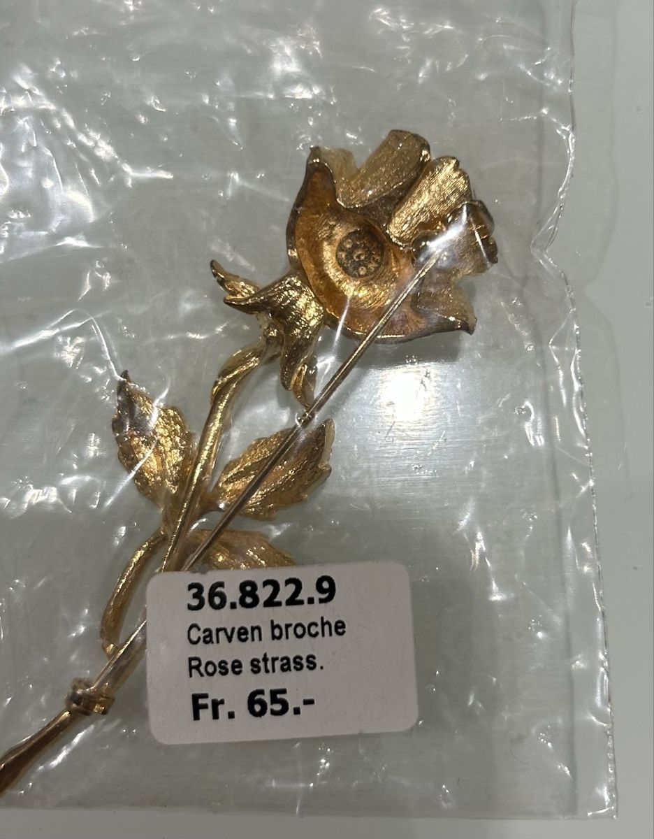 Broschen & Nadeln: Rosenbrosche vergoldet mit Strass-Steinchen – Neu (gemäss Beschreibung) aus Lengnau AG von Mefari 5