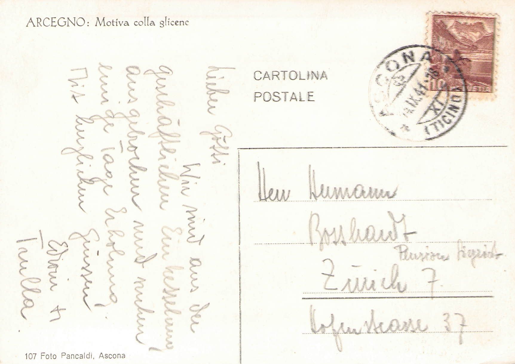 Cartes postales: CP.TI Arcegno , 1941 – D'occasion à Reichenburg par Pipo-67 1
