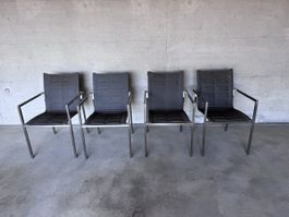 Chaises de jardin modernes métal et tissu 4 pièces