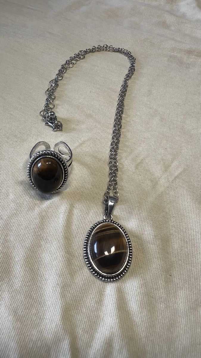 Altri gioielli: Tiger Eye Necklace Ring Set/Ring und Halskette echter Stein – Usato da Pratteln venduto da nt.geschenkshop 1