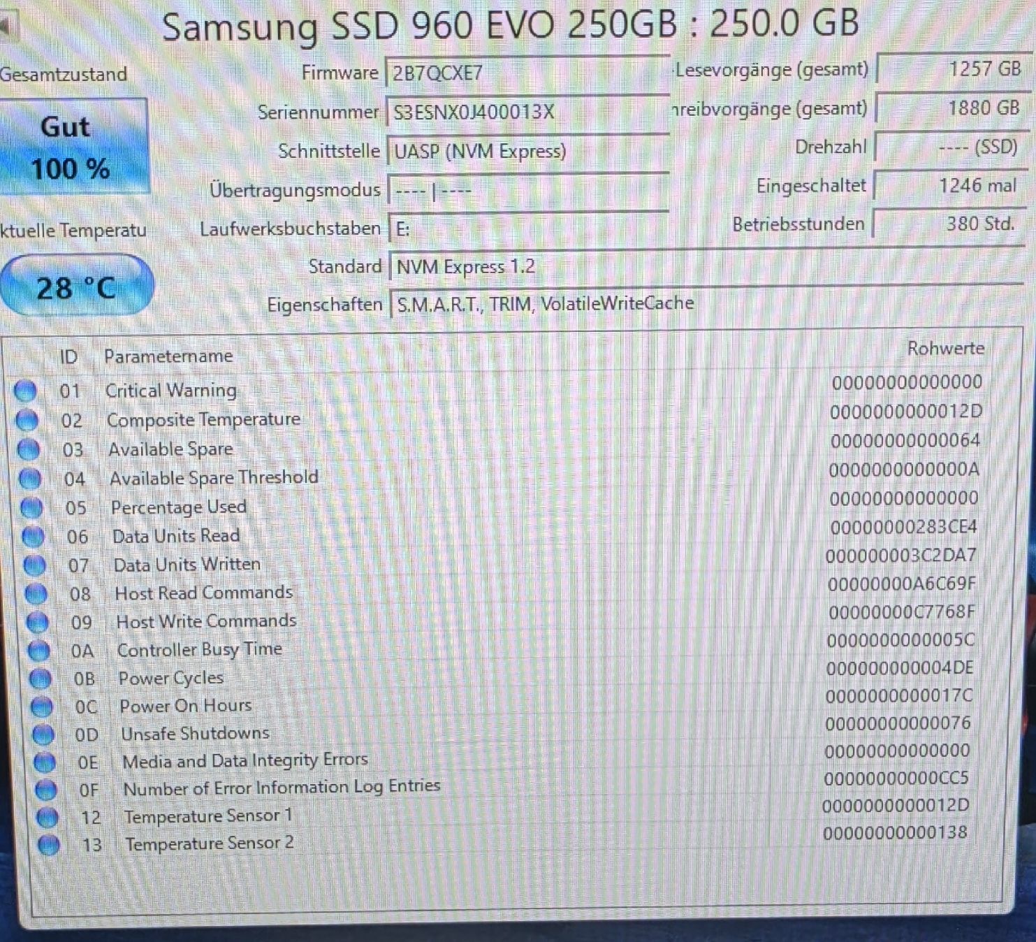 Samsung Harddisks: m.2 SSD 960EVO  Samsung , 250GB – Gebraucht aus Chur von B58tech 1