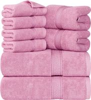 8 teilig Handtücher Set aus Baumwolle mit Aufhänger - (Rosa)