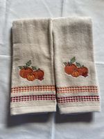 Pumpkin embroidered hand towels, 2x, Fall decor, 100%cotton