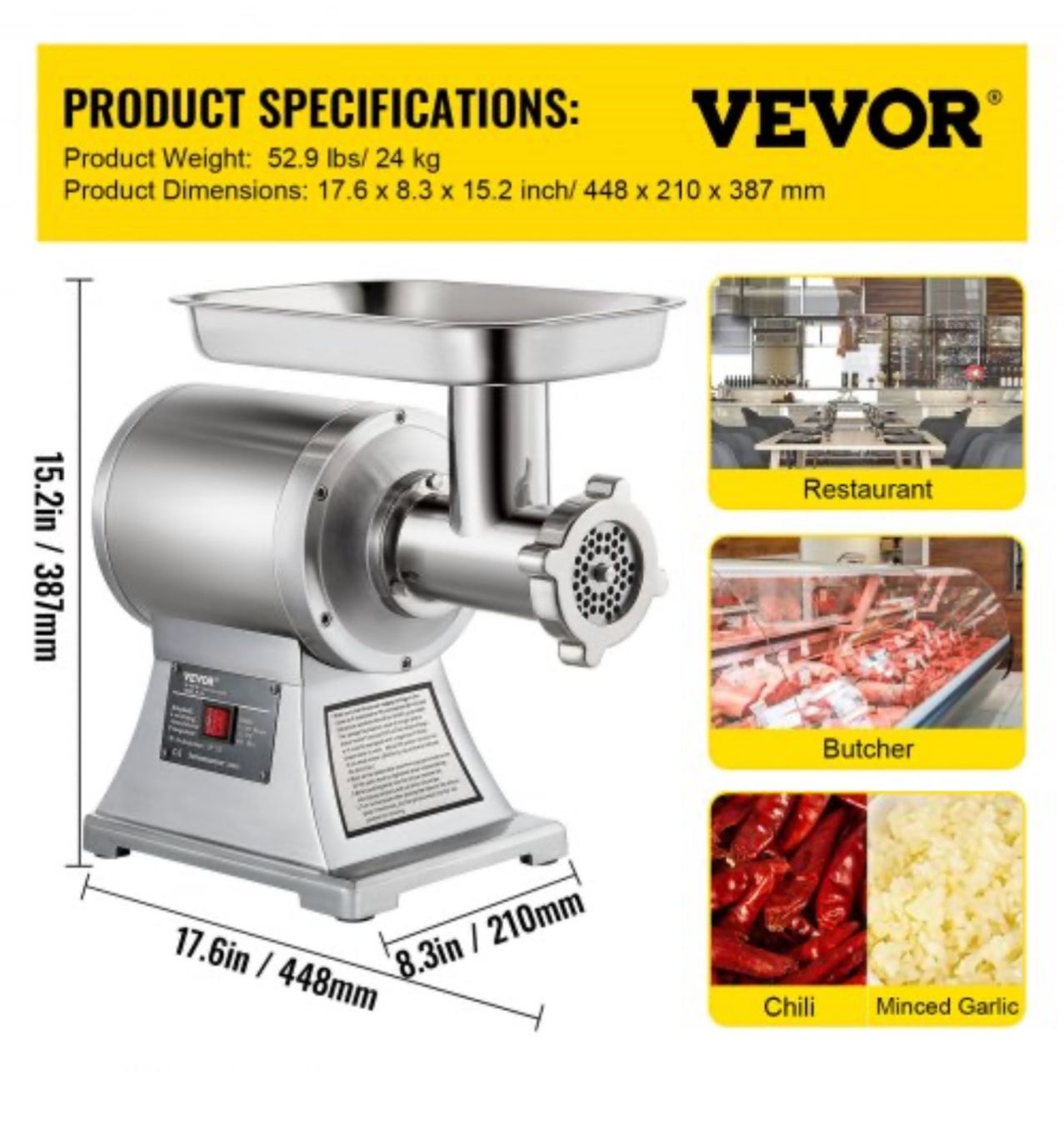 Küchengeräte: Elektrischer Fleischwolf 850 W Hackfleisch Maschine 150 kg – Neu und originalverpackt aus Amriswil von JaJa-Express 7