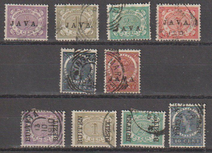 Tutti i francobolli: Indes Ndrlandaises Java 10 Timbres Différents – Usato da Crans-Montana venduto da kira56