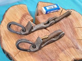2 antike Sicherheits Ketten Schnapp Schlösser (LOT2641#NSH6)