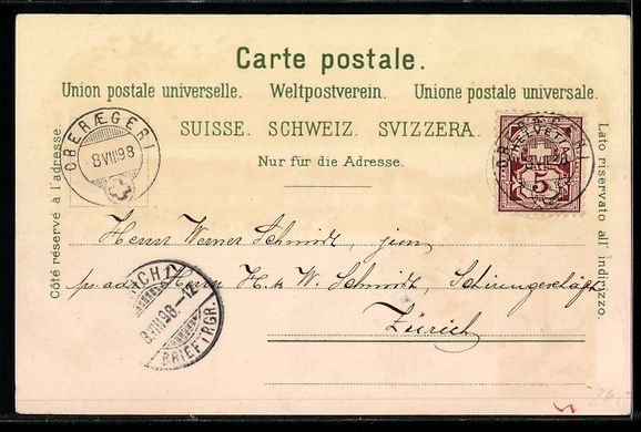 Cartoline postali: Litho Ober-Aegeri, Kirche und Gesamtansi – Usato da Berlin venduto da bartko-reher 1