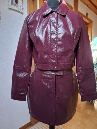 Lack Set Gr. M  Jacke & Rock  Bordeaux  Kunstleder 🌿