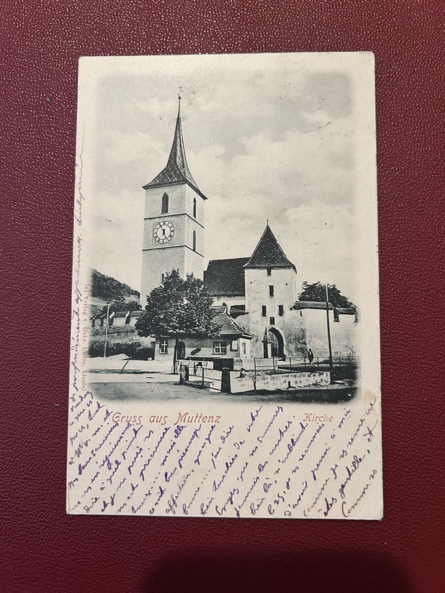Ansichtskarten: Gruss aus Muttenz, Kirche 1901 – Gebraucht aus Breganzona von Milesbo