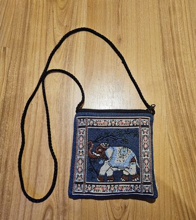 Sac bandoulière vintage avec motif éléphant Thaï