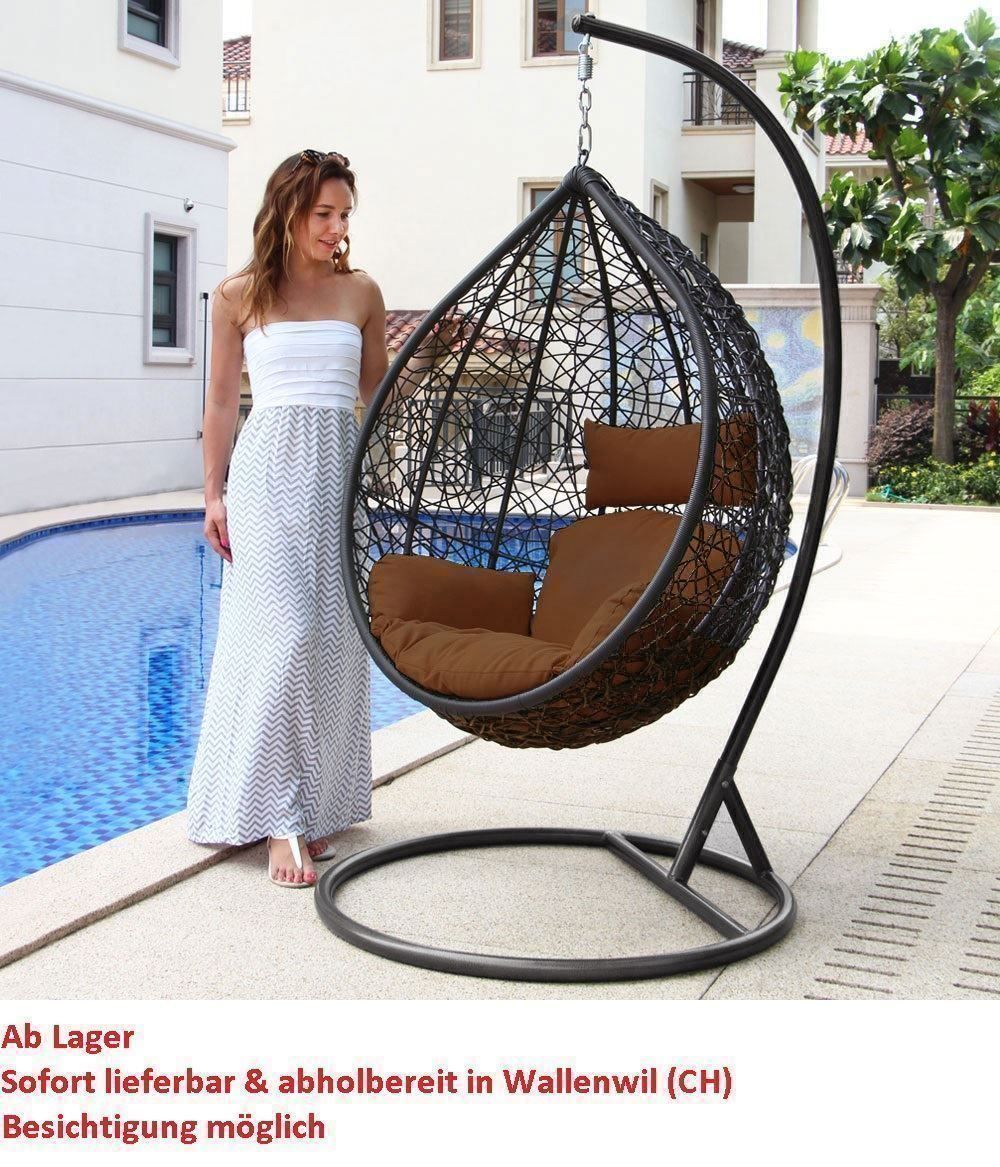 Gartenhängesitze: 6847 Polyrattan Hängesessel Hängekorb CUBA - Braun – Neu und originalverpackt aus Wallenwil von toesstal-vertrieb