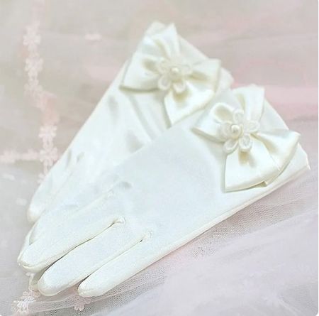 NEUE süsse, festliche Mädchen Handschuhe weiss - 223076