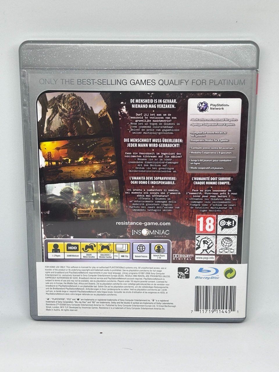 Sony Giochi: Resistance 2 - Platinum Edition per PlayStation 3 – Usato da Giubiasco venduto da LorisVale 1