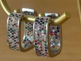 Luxus EleganteOhrstecker Ohrschmuck Multicolore Farbe:Silber