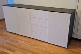 Pfister Sideboard / Kommode (180 cm) Schwarz / Weiss