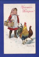 ENFANT - Jeune fille - Coq - Poule // pli //