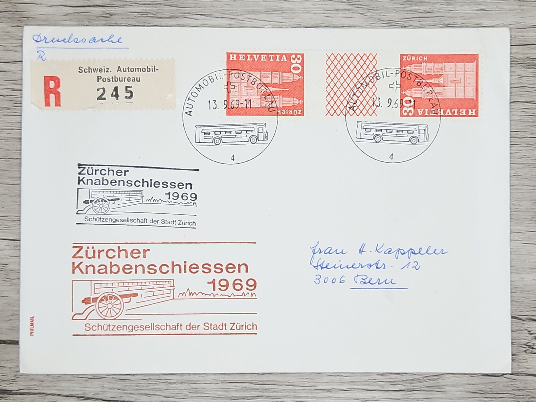 Tutti i francobolli: CL18 Enveloppe + Timbre Suisse 1969 – Usato da Cousset venduto da Patrick_Collections