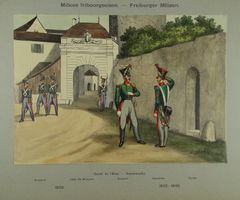 MILICES FRIBOURGOISES LITHOGRAPHIE ~1890