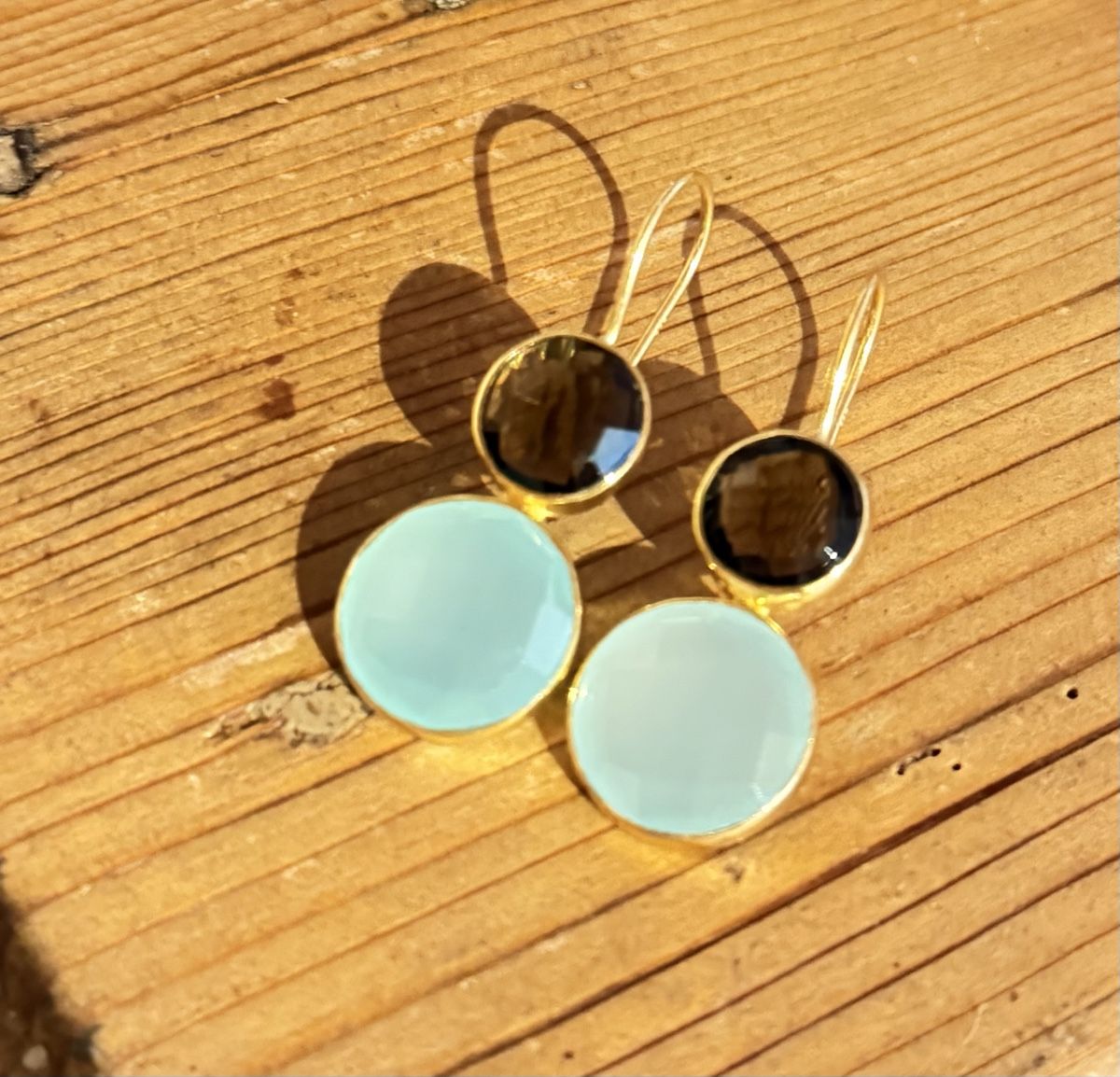 Orecchini pendenti & Orecchini a lobo: Ohrringe Aqua-Chalcedon, Rauchquarz – Nuovo e nell'imballaggio originale da Donat venduto da troja007