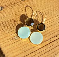 Ohrringe Aqua-Chalcedon, Rauchquarz