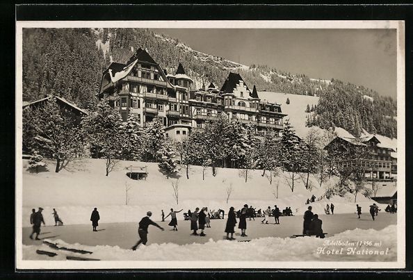 Cartoline postali: AK Adelboden, Hotel National, 1936 – Usato da Berlin venduto da bartko-reher