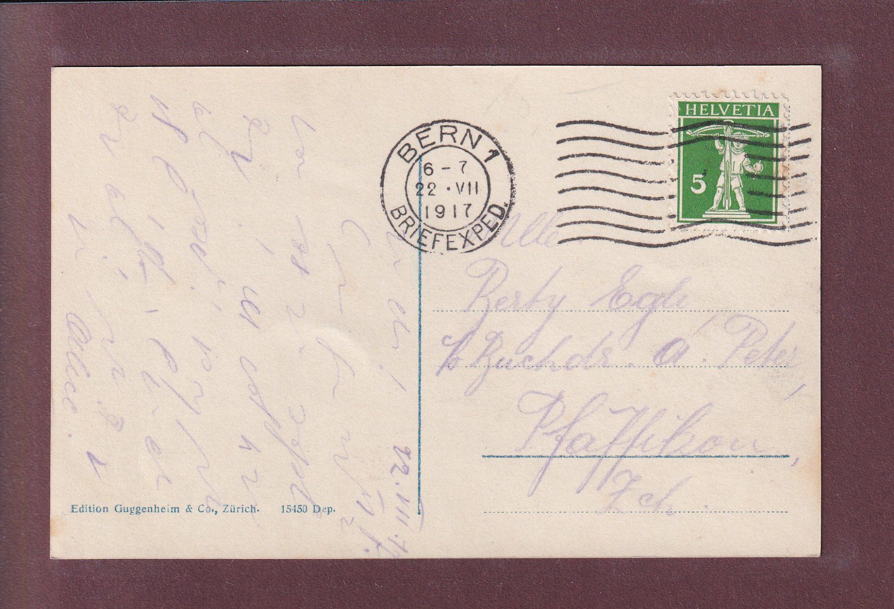 Ansichtskarten: BERN - Bundesplatz - Nationalbank - 1917 – Gebraucht aus Pully von nicecards 1
