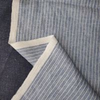 Ital. Designer Leinen Stoff gewoben 1.9x1.50m blu stripes