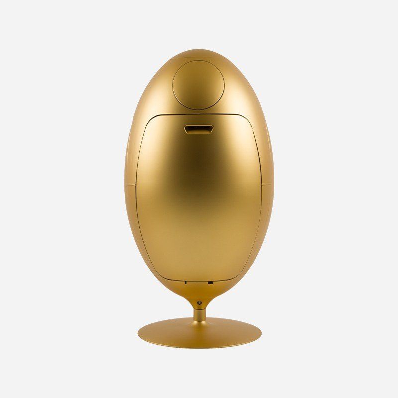 Cestini per rifiuti: Mülleimer Ovetto Soldi Design gold Space Age – Nuovo e nell'imballaggio originale da Zürich venduto da re.naissance