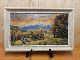 Gemälde mit Herbstlandschaft, signiert, schöner Rahmen