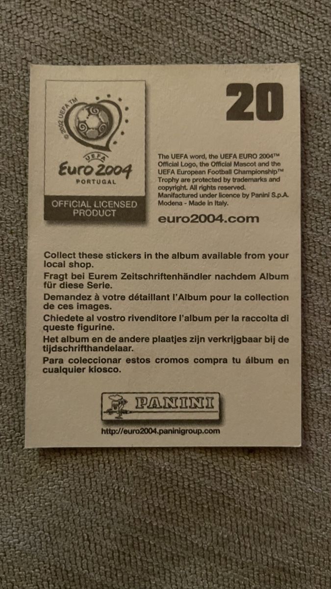 Panini Cartes à collectionner: Figo Panini EM 2004 – Neuf (Voir description) à Büttikon AG par lca_v7pb 1