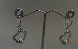 Ohr Hänger Ringe 925 Silber mit synthetischen Steinchen