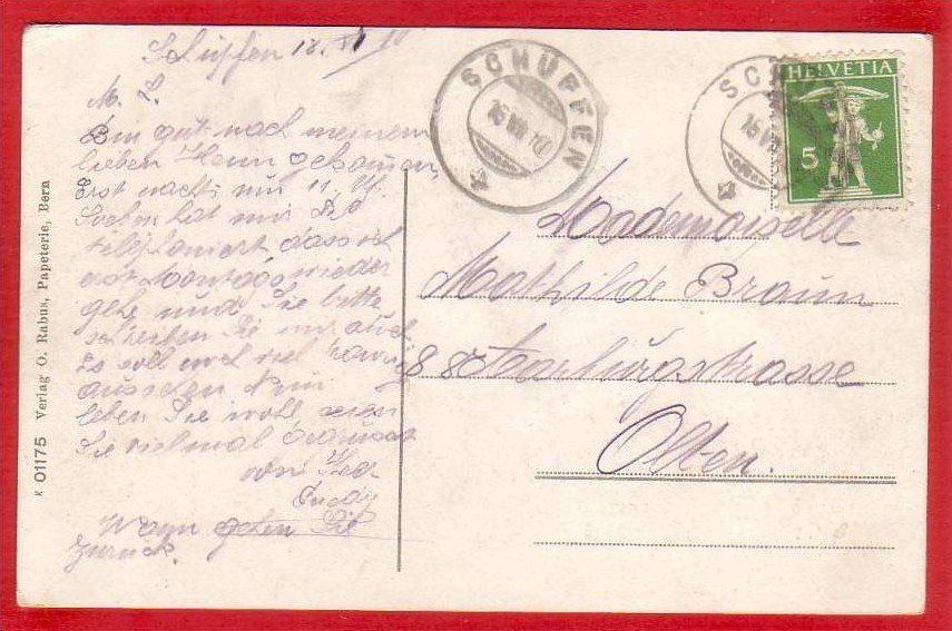 Cartoline postali: SCHÜPFEN 1910 – Usato da Grüningen venduto da Kartenlaube 1