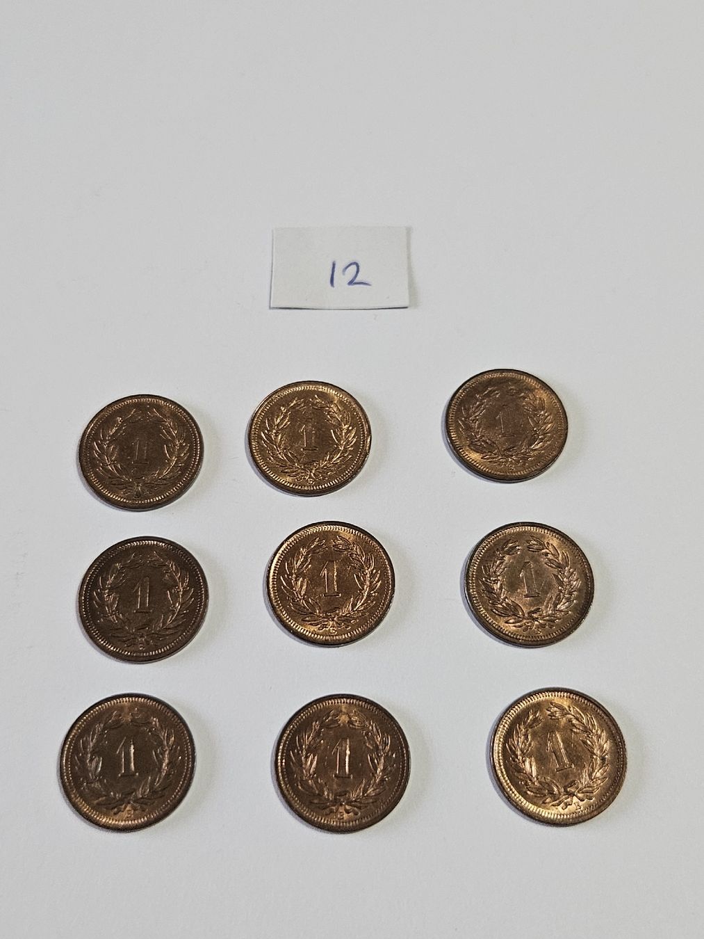 Tutti le monete: 1 Rappen 1937, 9 Stk. – Usato da Pfäffikon ZH venduto da Melibol 2