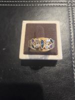 Ring Gold 2.74g mit Saphir Rubin Zirkonia Grösse 58