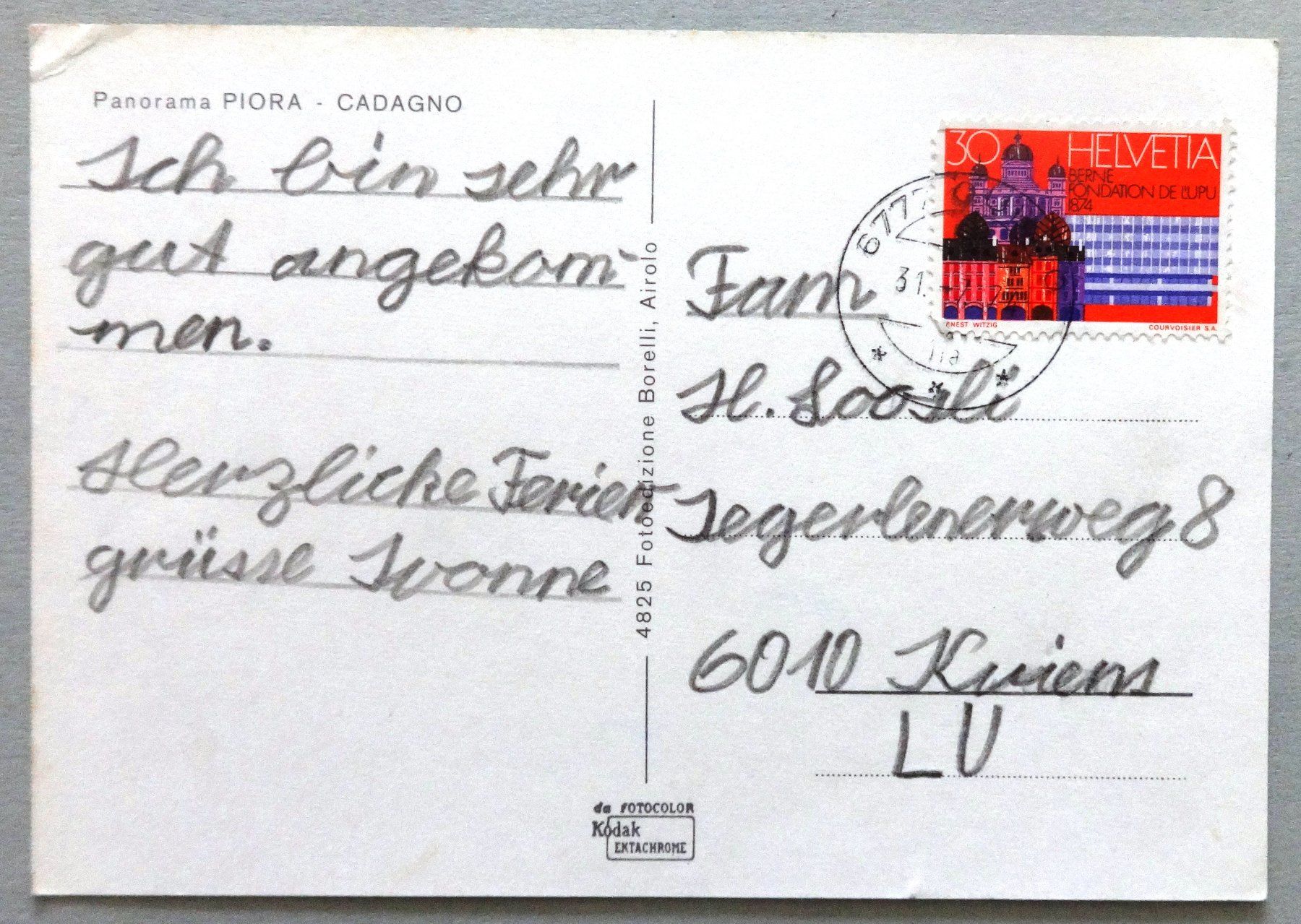 Ansichtskarten: Panorama Piora - Cadagno – Defekt aus Fétigny von Billy2miny 1