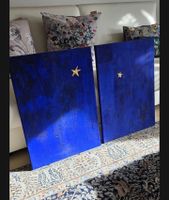 Gemälde-Set, 2 Stück – Abstrakte Kunst "Sternenhimmel", Blau
