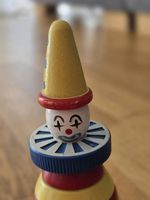 Vintage Stapelclown aus Holz  1970er-Jahre, vollständig