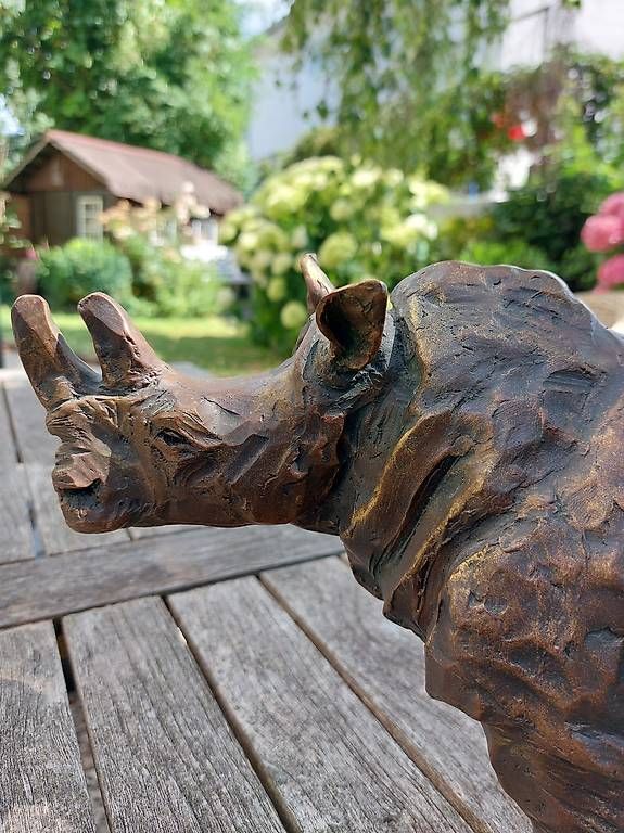 Figuren: Bronze-Nashorn-Skulptur, signiert - Rustica 2000 – Gebraucht aus Weinfelden von Mustang422 3
