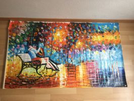 Romantisches Leinwand Bild Aus Acrylfarben 140cm x 80cm