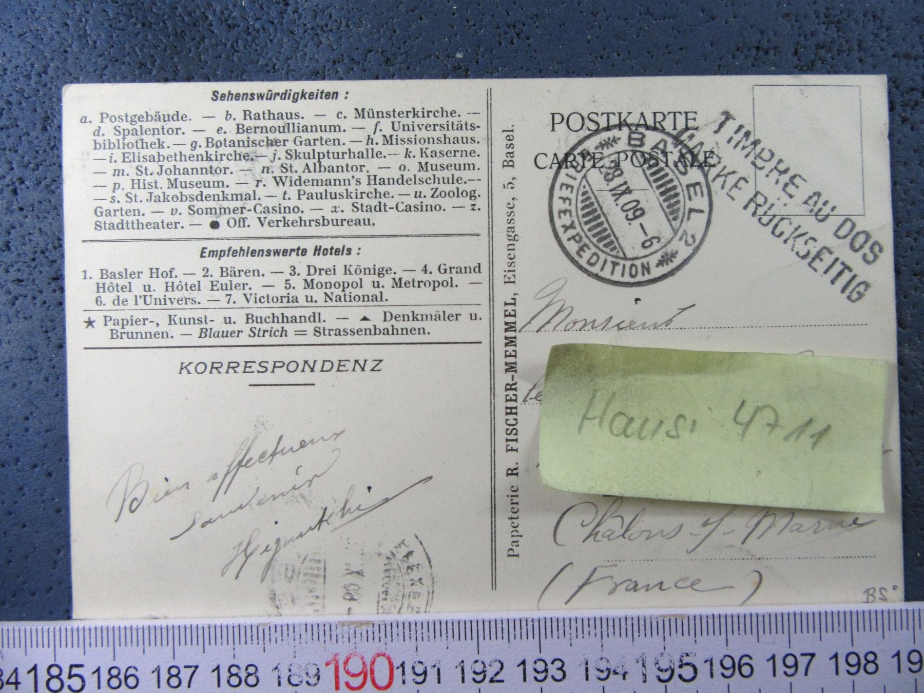 Ansichtskarten: BASEL 1909 PANORAMA AK-BS VOGELSCHAU – Gebraucht aus Ettingen von Hausi4711 2