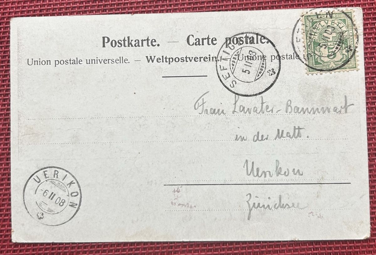 Cartoline postali: Gruss aus Seftigen 1908 – Usato da Horw venduto da Tellbub 1
