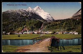 AK Silvaplana, Ortsansicht mit Piz Albana
