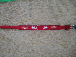 Hunter Hundehalsband Filz gestrickt Enzian + Kuh 29-33cm rot