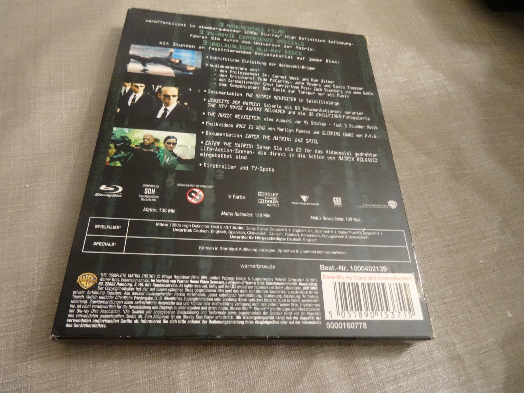 Alle DVDs: Matrix Trilogie Trilogy Blu-ray – Gebraucht aus Olten von Disc-Verkauf 1