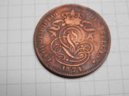 Belgien 2 Centimes, 1874 Legende in französisch - 'DES BELGE