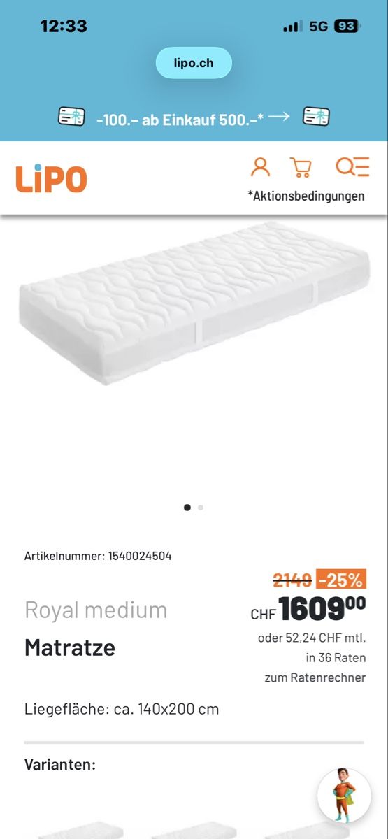 Matelas: Royal Medium Matratze 140x200 cm – Neuf (Voir description) à Zäziwil par jes_d7tm 1