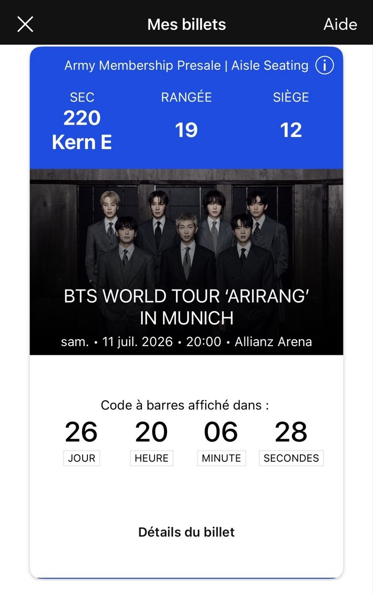 Biglietti: BTS Arirang Munchen 11. Juli – Nuovo e nell'imballaggio originale da Tatroz venduto da eva_588z