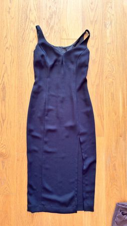 Damen Abendkleid schwarz ärmellos mit Seitenschlitz