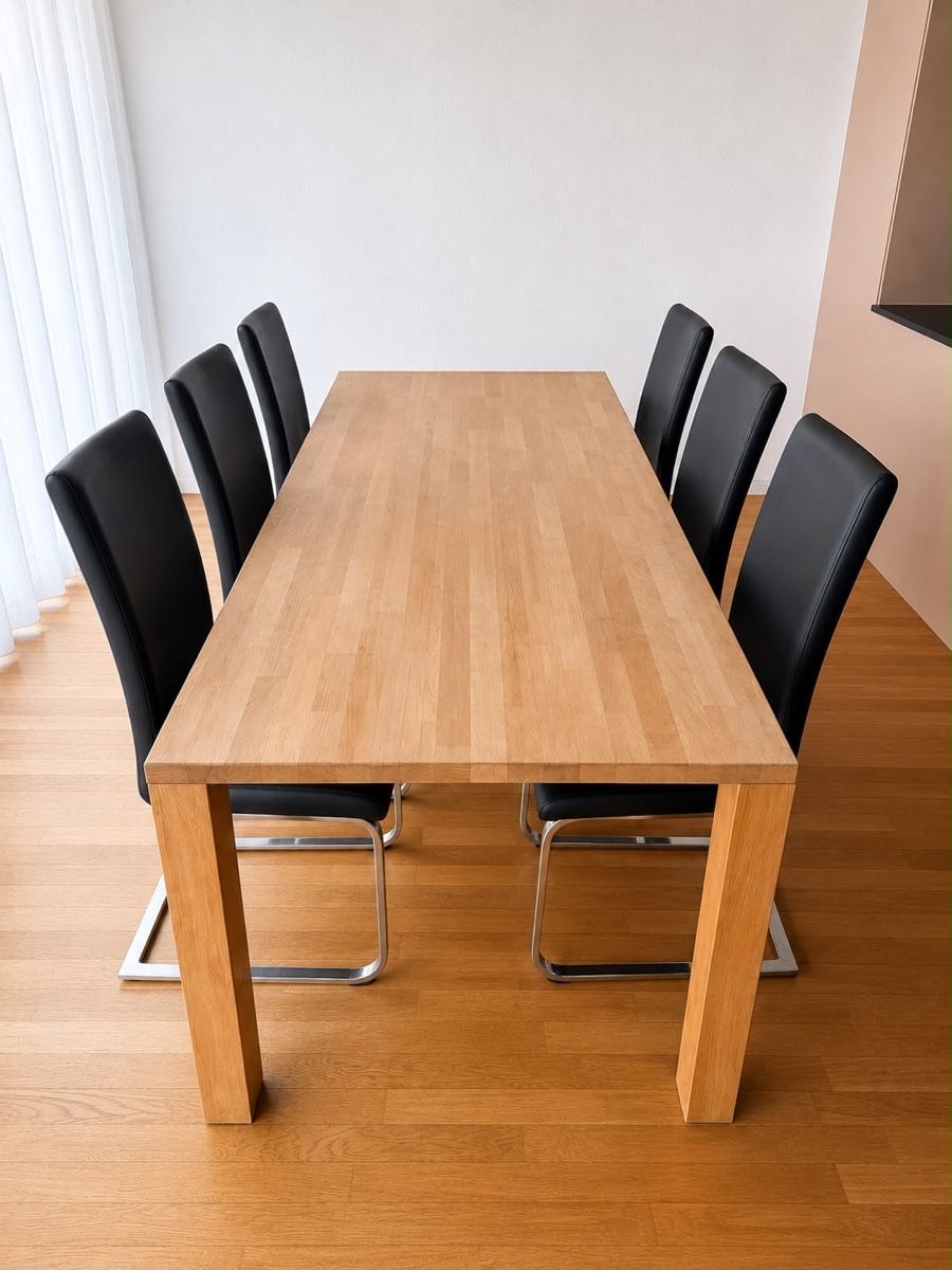 Interio Set di tavolo e panche: Massiv- Holztisch mit sechs Stühlen – Usato da Kriessern venduto da Type-S